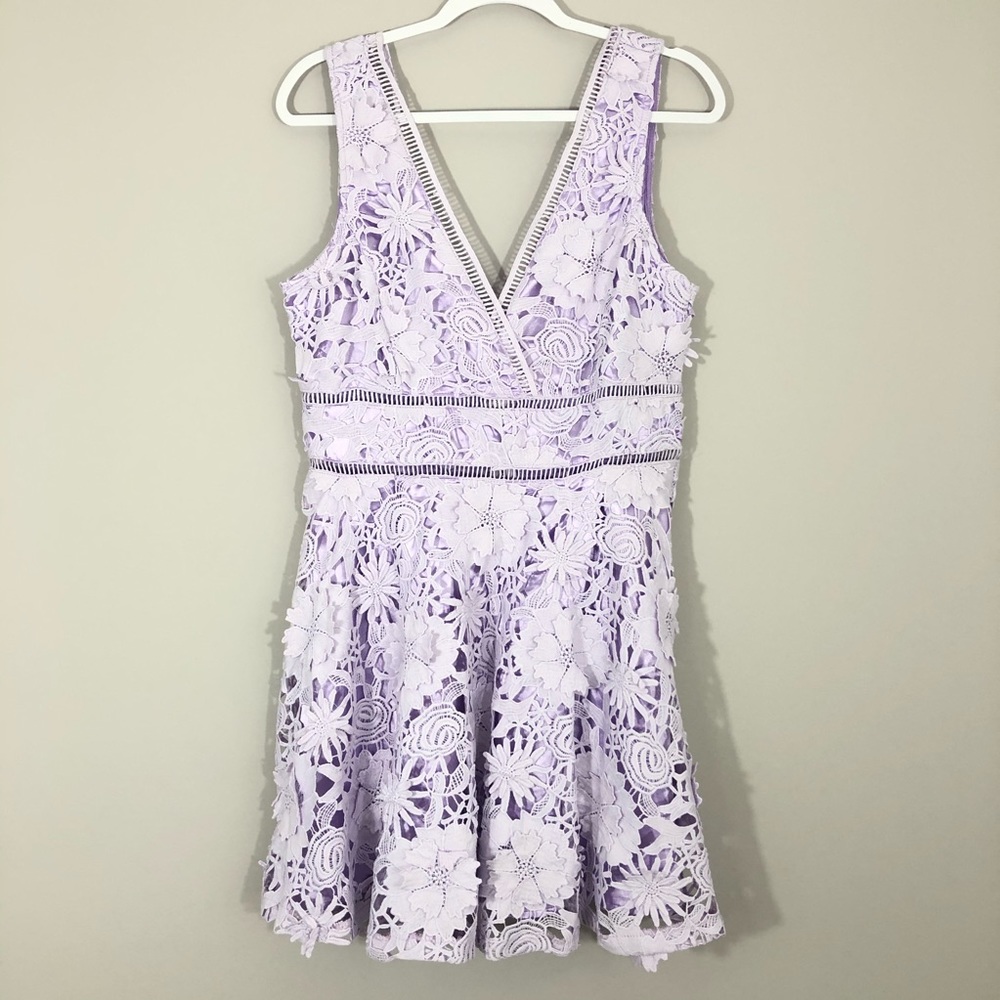 NWT Francesca Just Me Purple 3D Foral Lace Dress - Picture 3 of 9